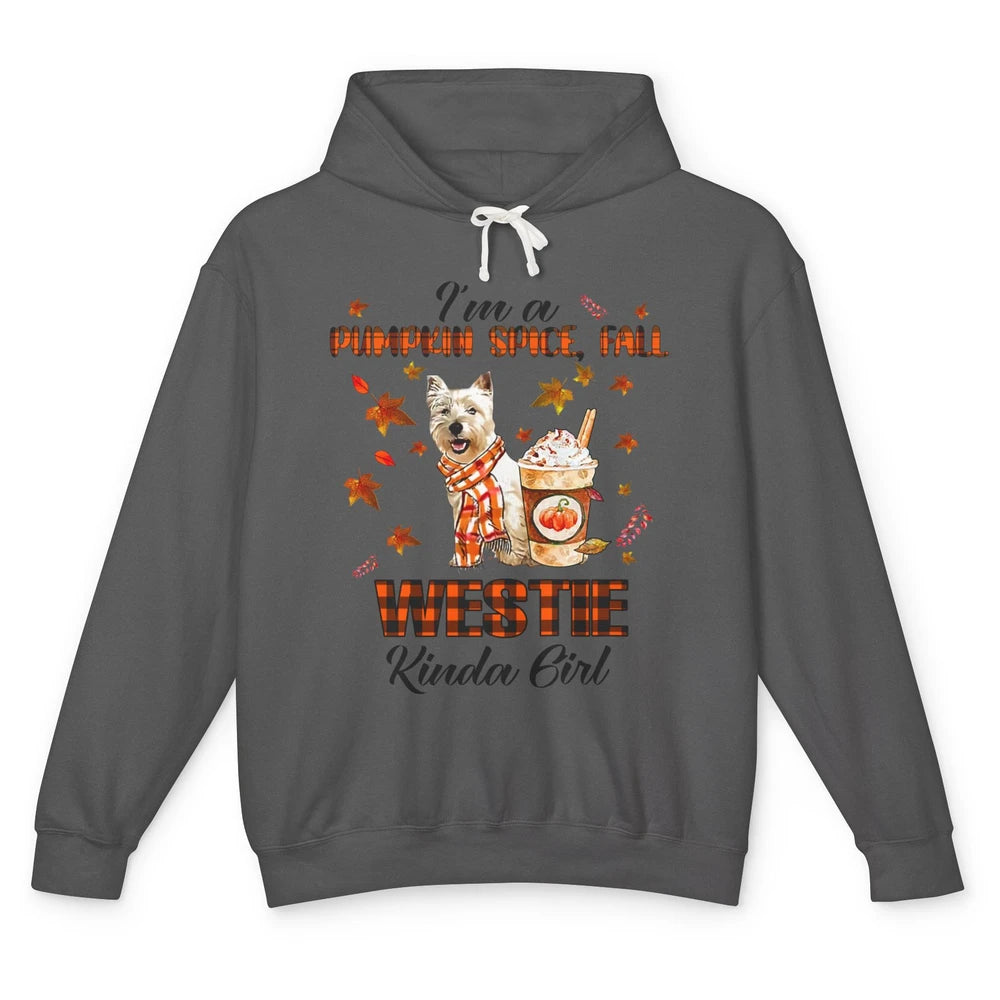 I'm A Pumpkin Spice Fall And Westie Kinda Girl Fall Leaves Unisex Lightweight Hoodie