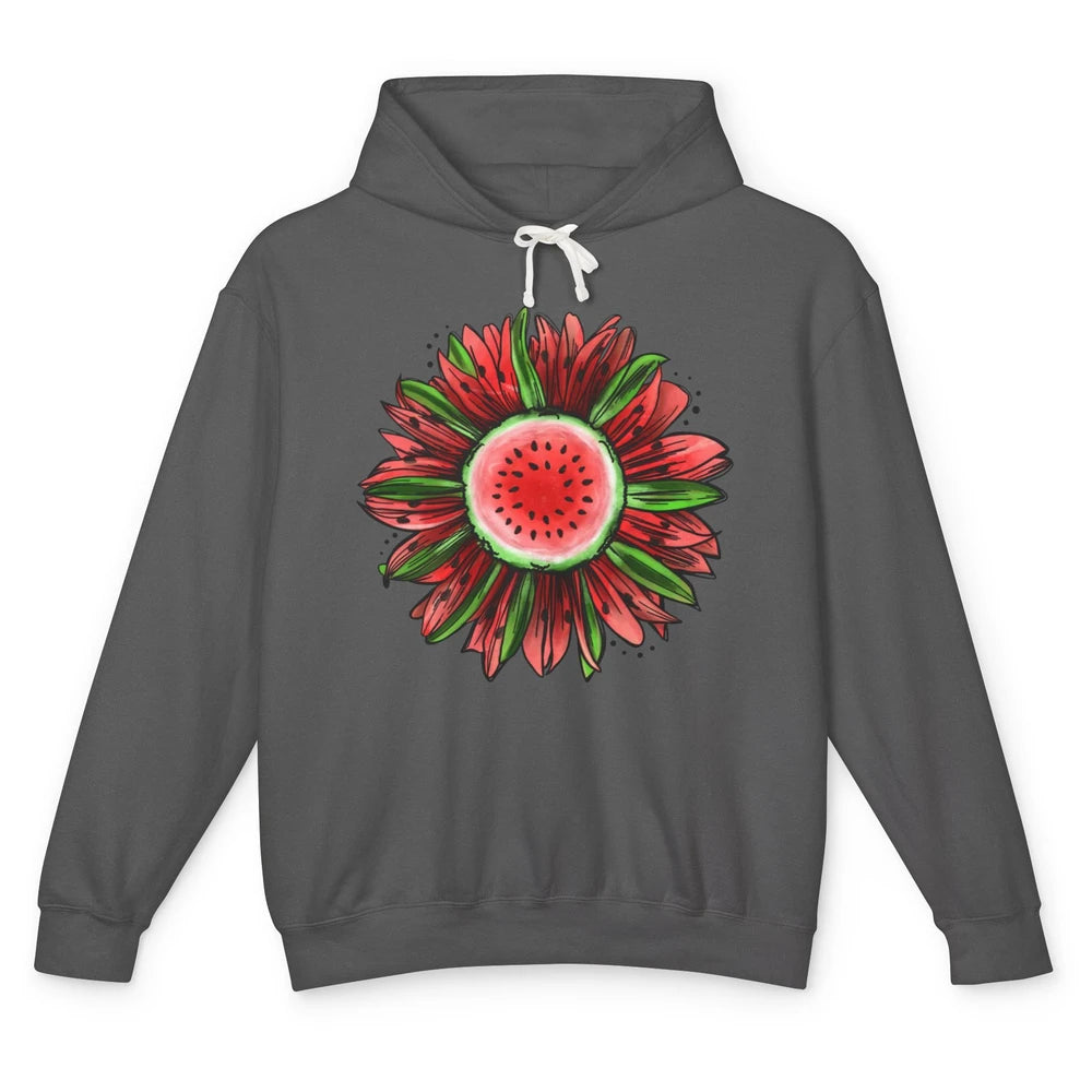 Watermelon Sunflower Summer Peace Love Watermelon Lover Gift Unisex Lightweight Hoodie