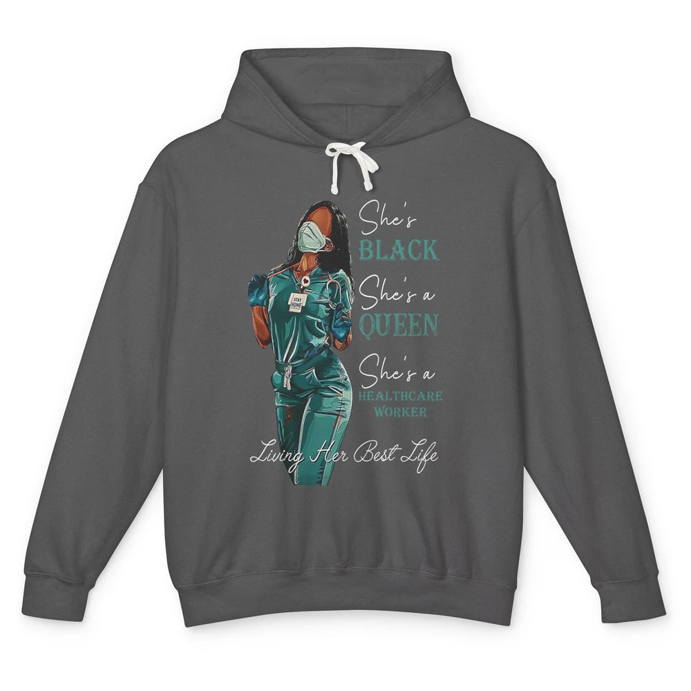 Black Healthcare Worker Proud Nurse Black Queen Pride Gift Unisex Lightweight Hoodie