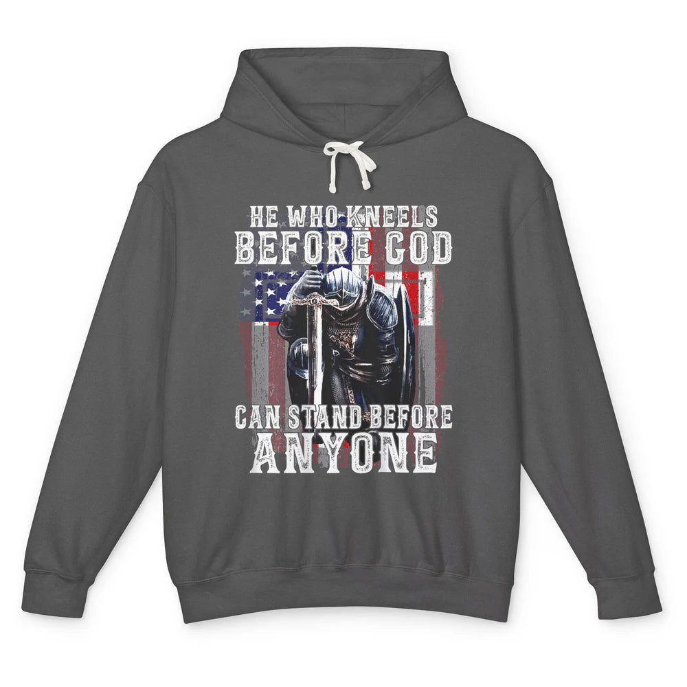 He Who Kneels Before God Jesus Christ Christian Faith Bible Unisex Lightweight Hoodie