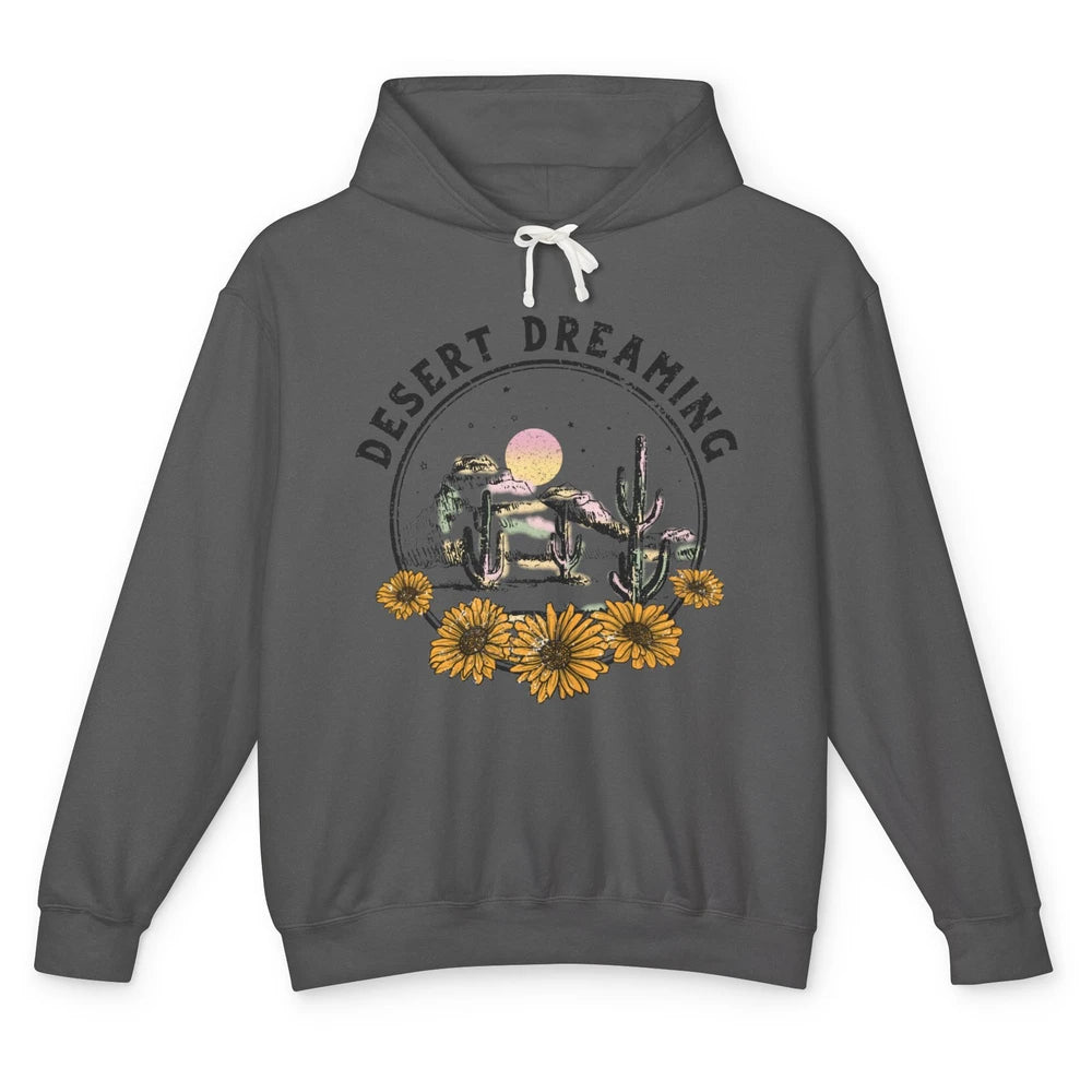 Desert Dreaming Sunflower Cactus Sun Southwestern Wilderness Unisex Lightweight Hoodie