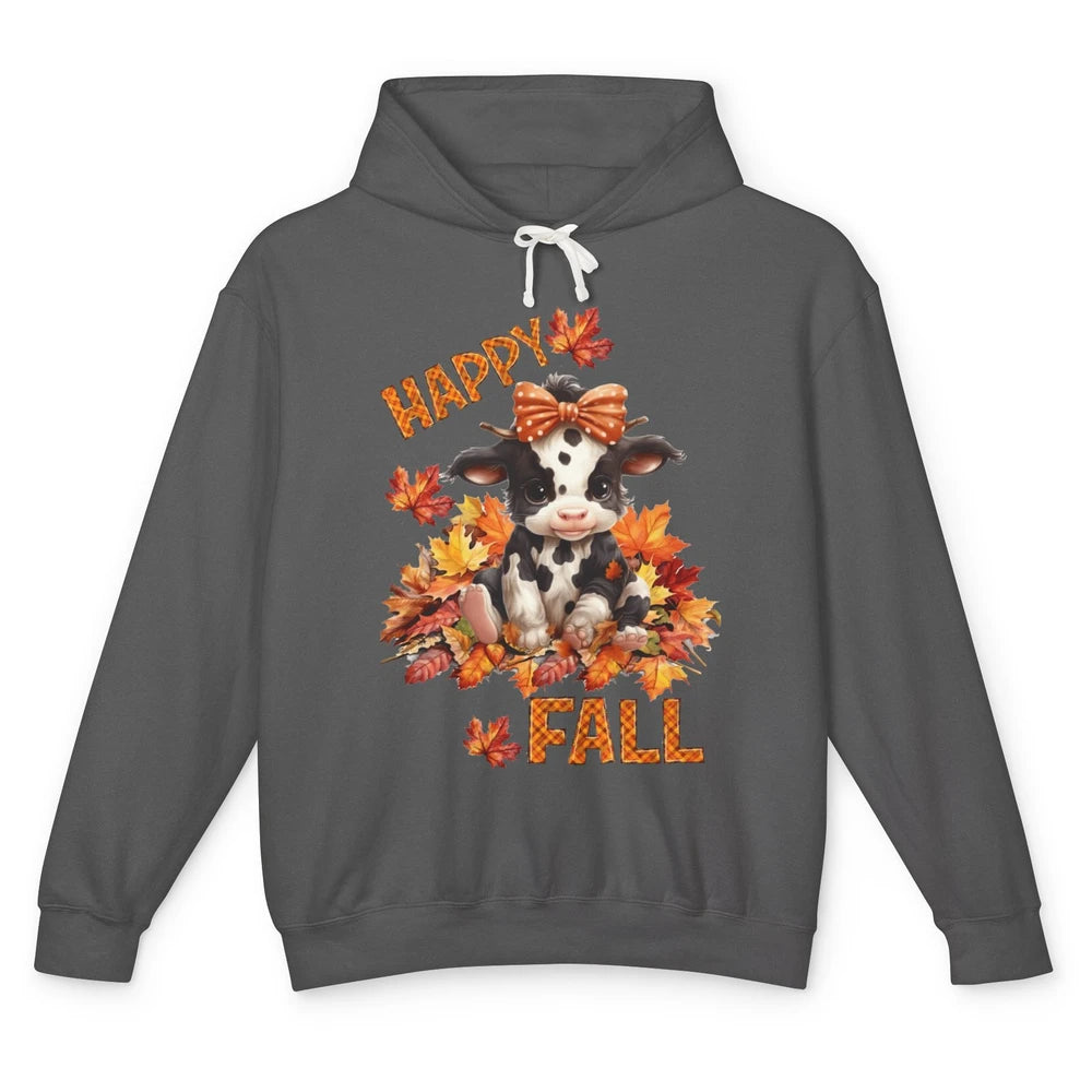 Cute Baby Cow Bandana Hay Fall Pumpkin Thanksgiving Autumn Unisex Lightweight Hoodie