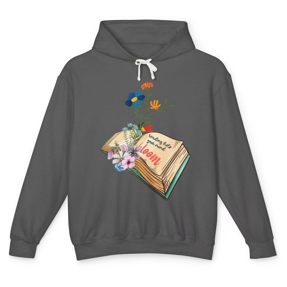 Retro Wildflowers Book Floral Reading Bookworm Teacher Gift Unisex Lightweight Hoodie