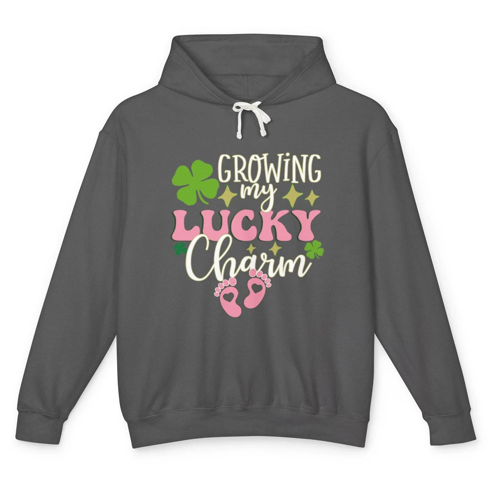 Growing Lucky Charm St Patricks Day Pregnancy Gender Reveal Unisex Lightweight Hoodie