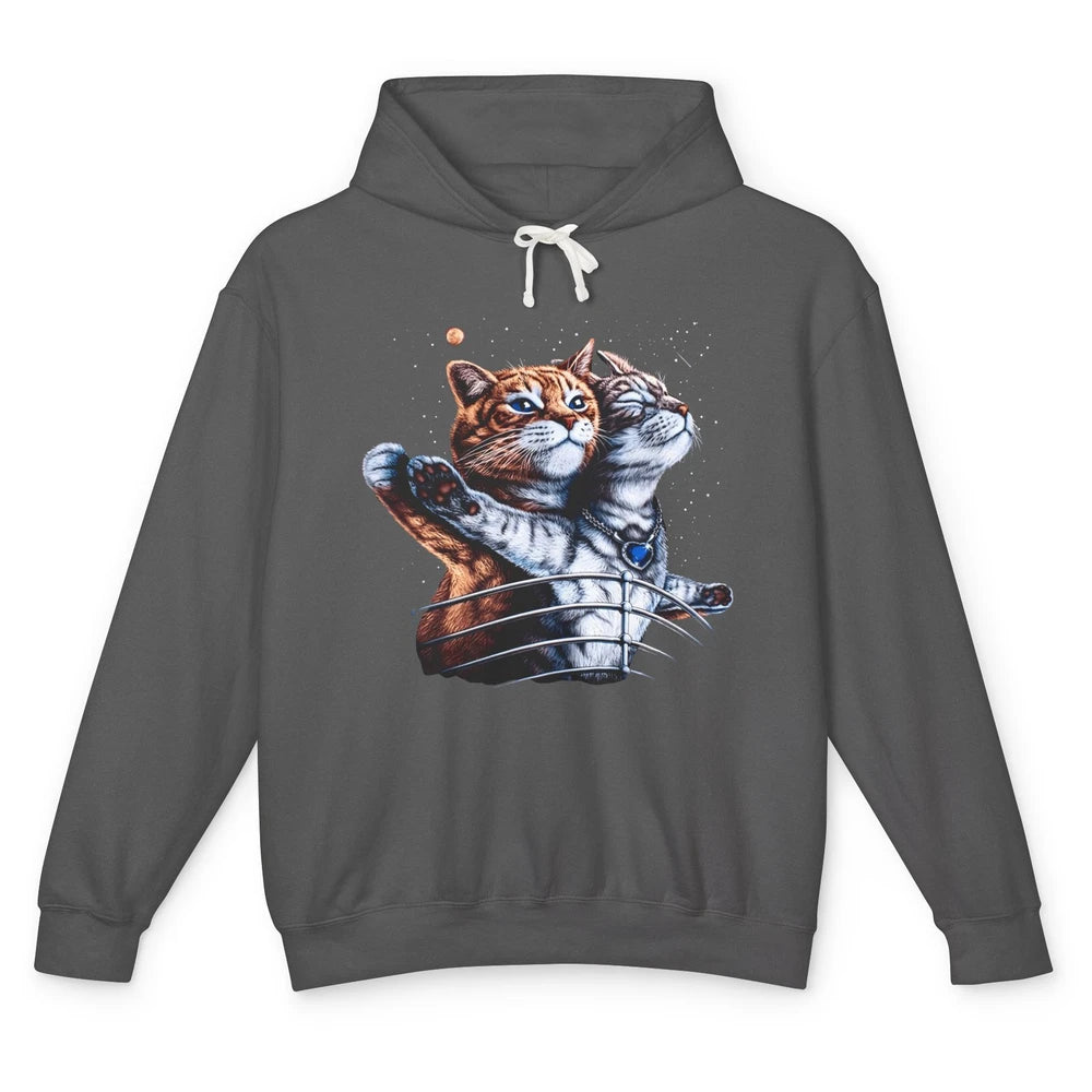 Funny Romantic Cat Couple Parody Sarcastic Cat Mom Cat Dad Unisex Lightweight Hoodie