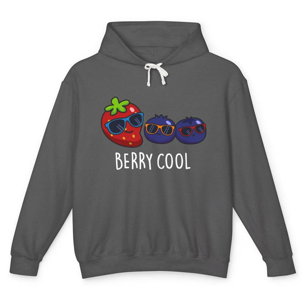 Berry Cool Funny Strawberry Pun Best Friend Summer Retro Unisex Lightweight Hoodie