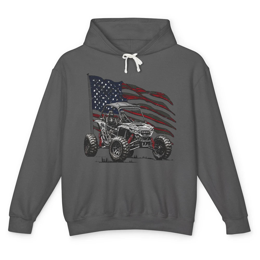 US Flag ATV UTV Rider July 4th American Patriotic Mud Riding Unisex Lightweight Hoodie