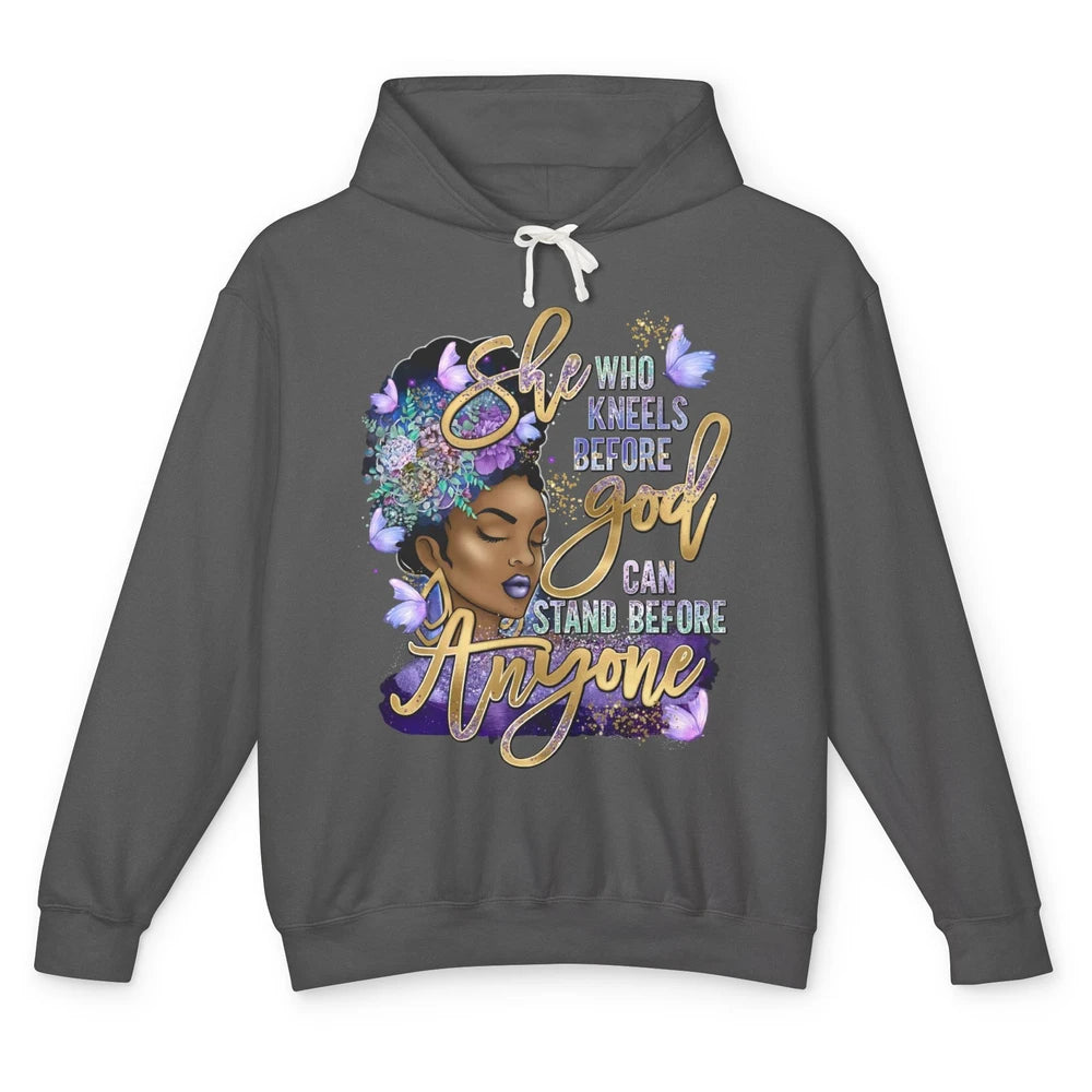 Black Girl She Who Kneels Before God Christian Afro Women Unisex Lightweight Hoodie