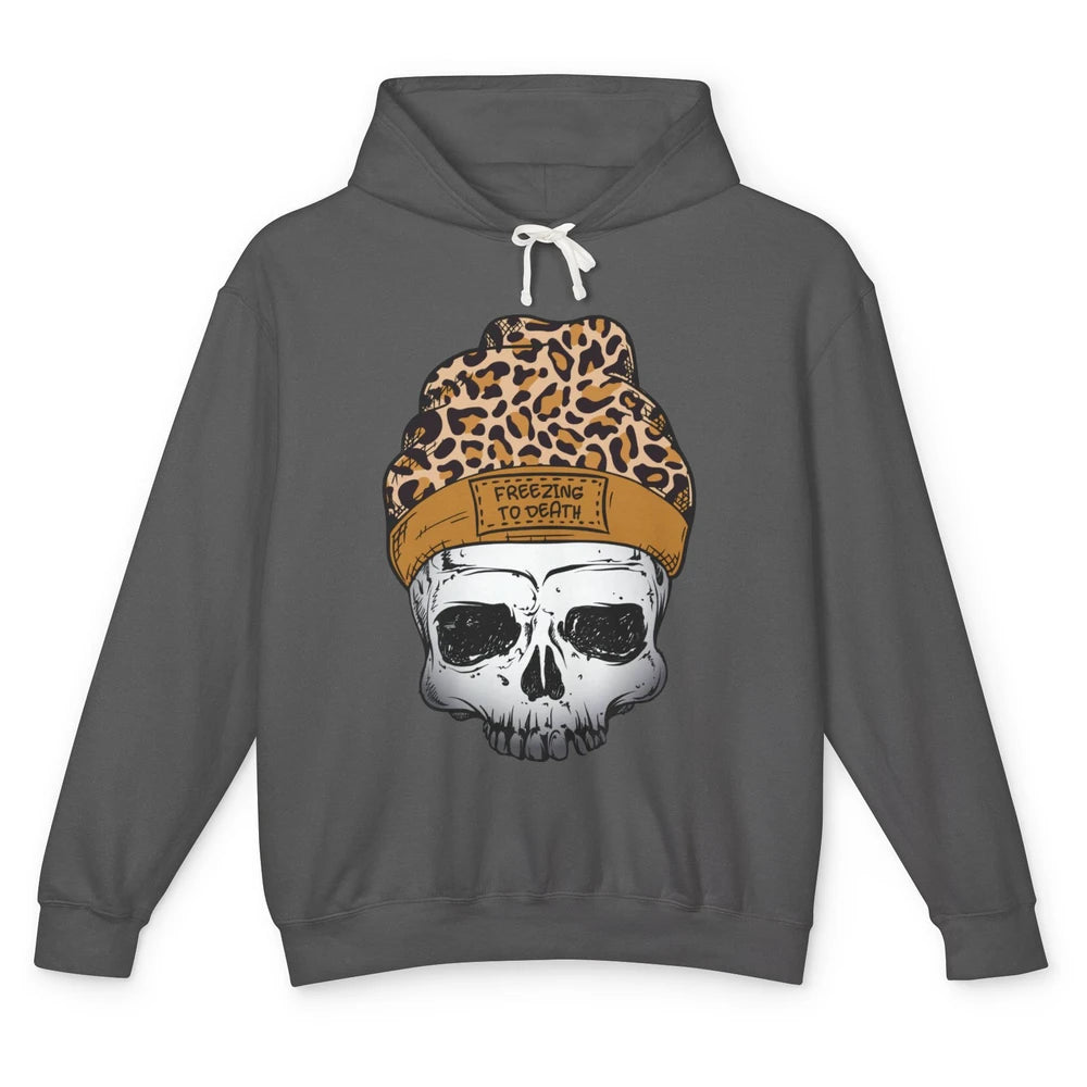 Leopard Skull Freezing To Death Snowflakes Christmas Winter Unisex Lightweight Hoodie