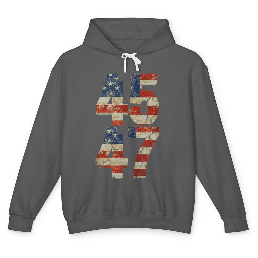 Retro 45 47 Vote Donald Trump Save America Again Republican Unisex Lightweight Hoodie