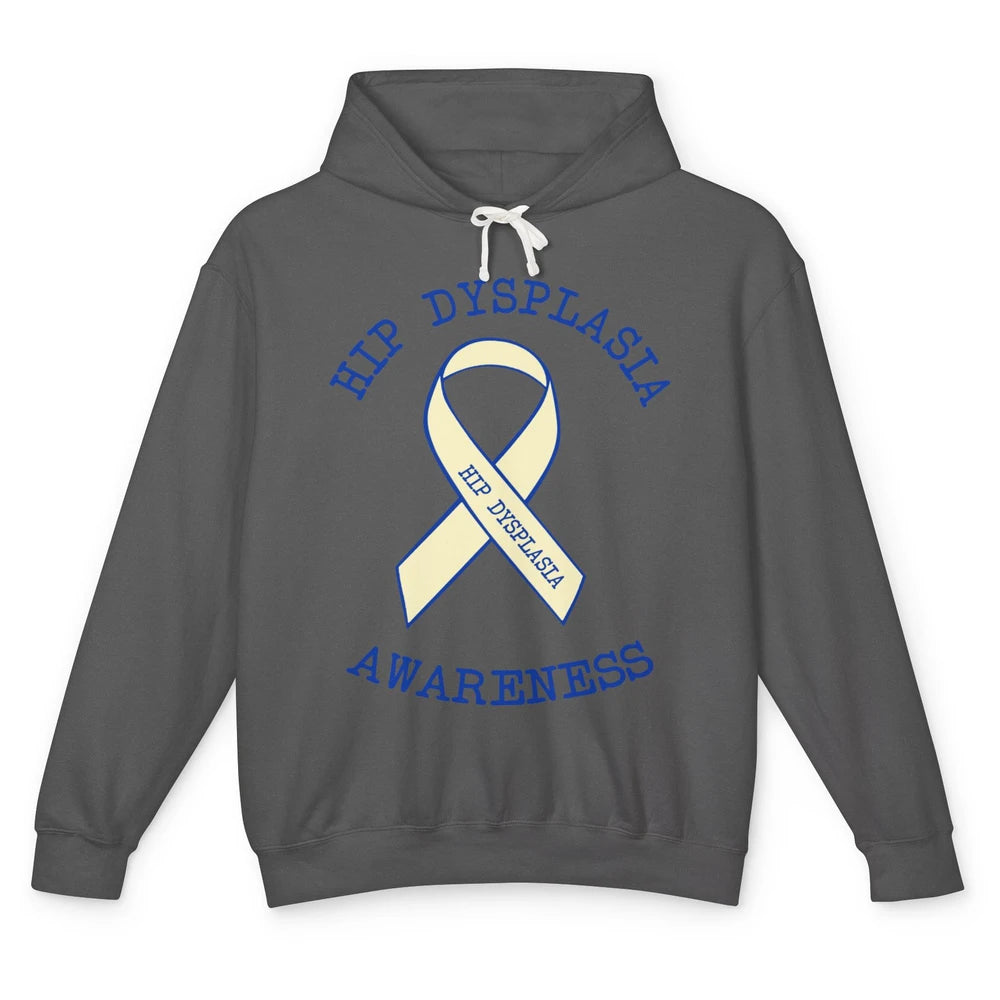 Hip Dysplasia Awareness Floral Blue White Ribbon DDH Unisex Lightweight Hoodie