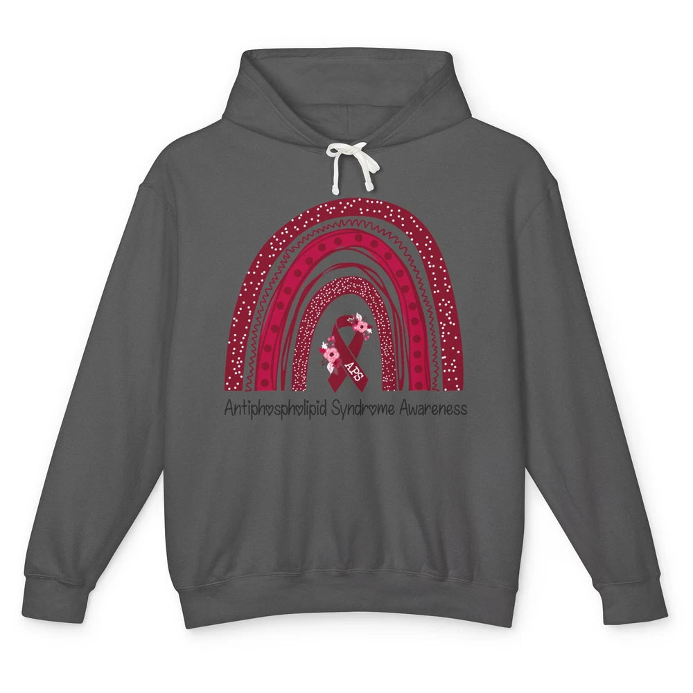 Antiphospholipid Syndrome Awareness APS Burgundy Rainbow Unisex Lightweight Hoodie