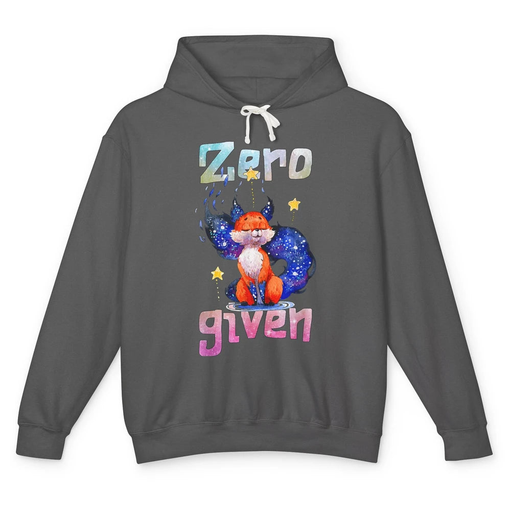 Funny Zero Fox Given Cute Watercolor Animal Sarcastic Foxes Unisex Lightweight Hoodie