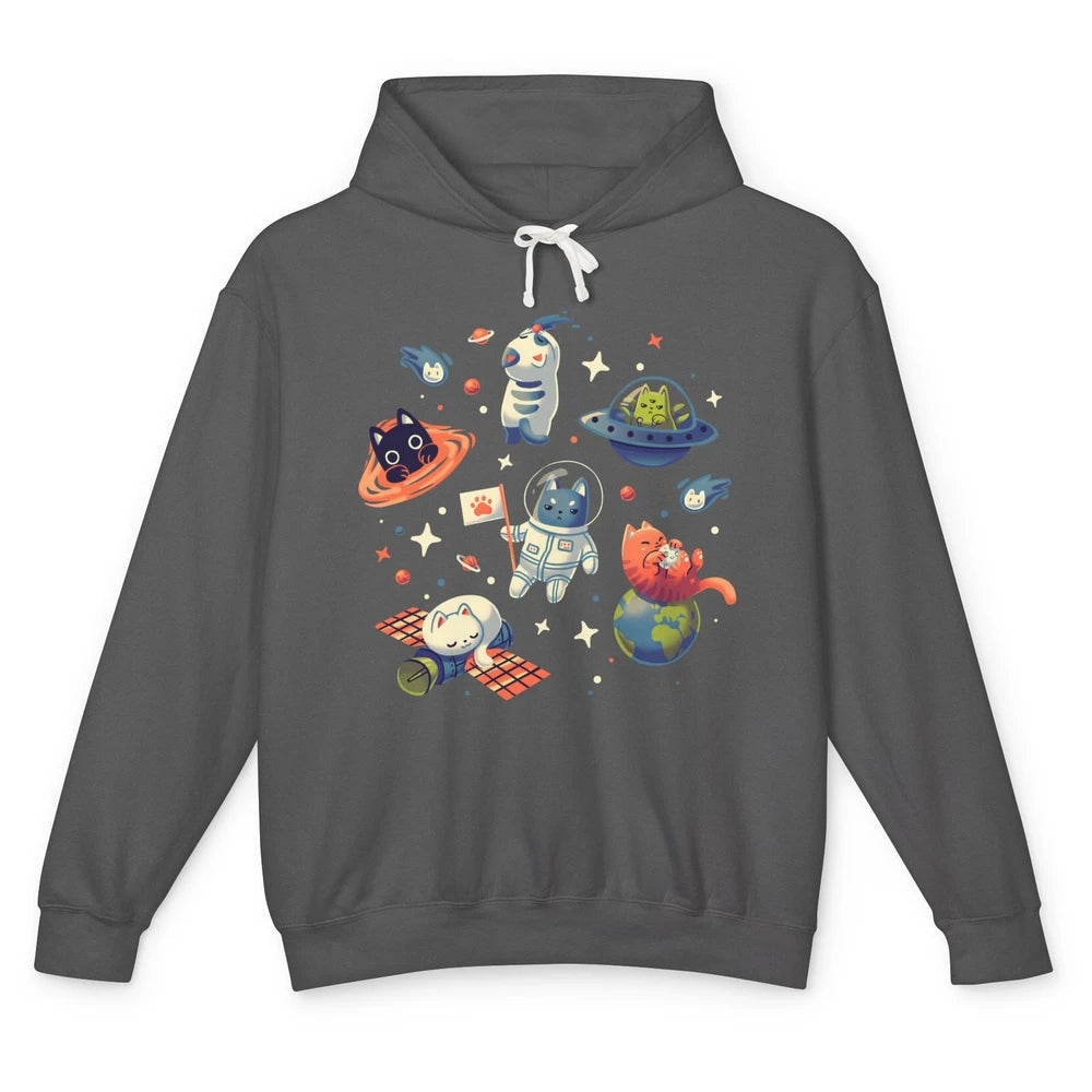 Funny Catronaut Cat Astronaut Deep In Space Cosmic Astrocat Unisex Lightweight Hoodie