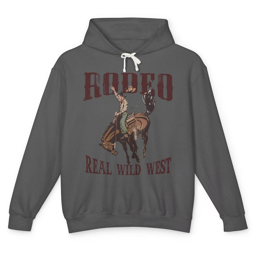 Retro Cowboy Hold Your Horses Real Wild West Country Cowgirl Unisex Lightweight Hoodie