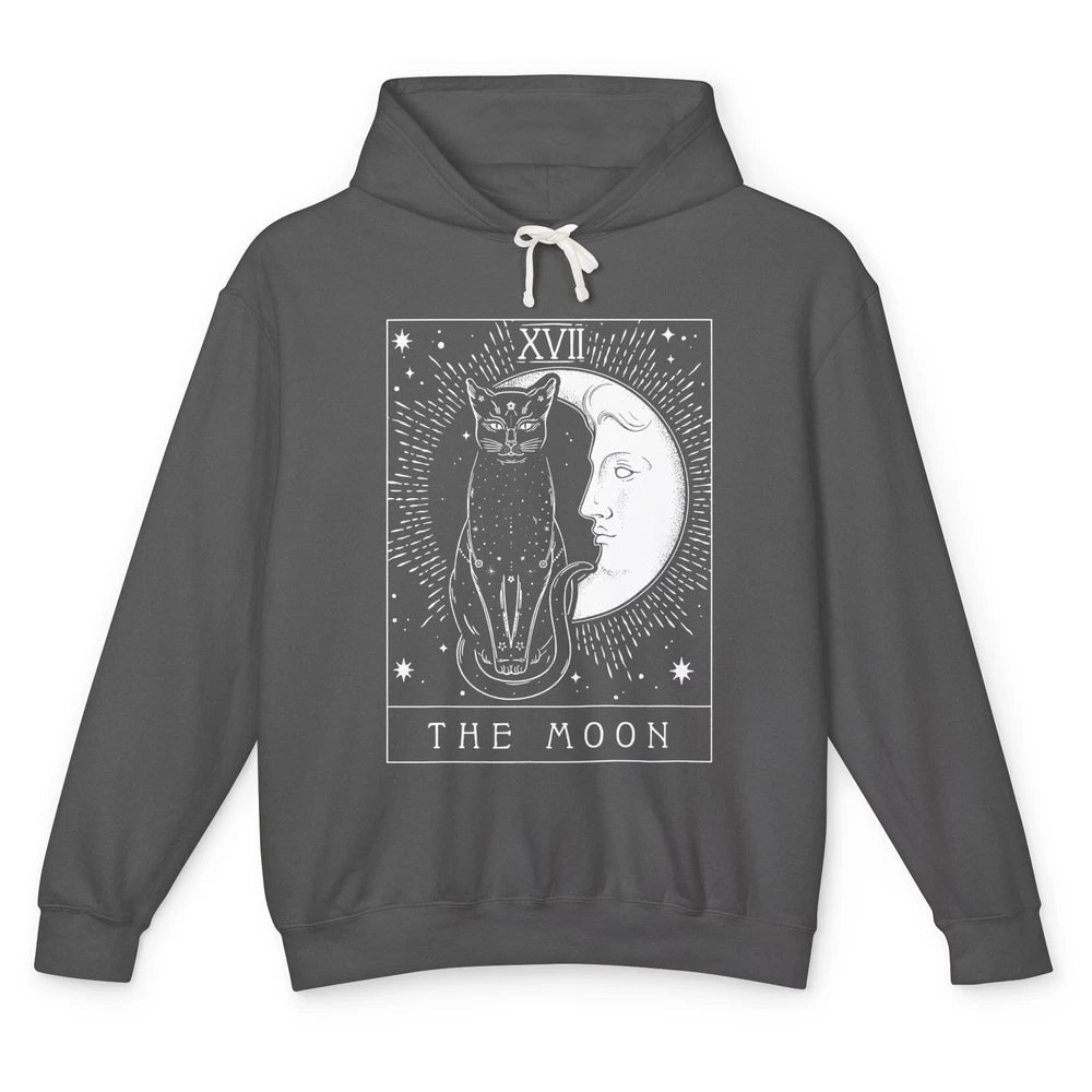 Retro Halloween Gothic Cat The Moon Tarot Card Witchcraft Unisex Lightweight Hoodie