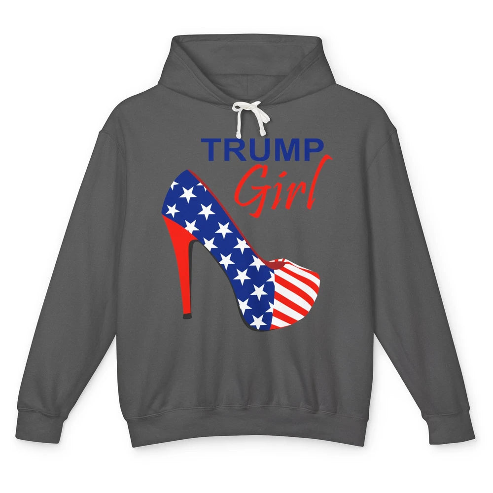 Trump Girl American Flag High Heels Republican Trump Support Unisex Lightweight Hoodie