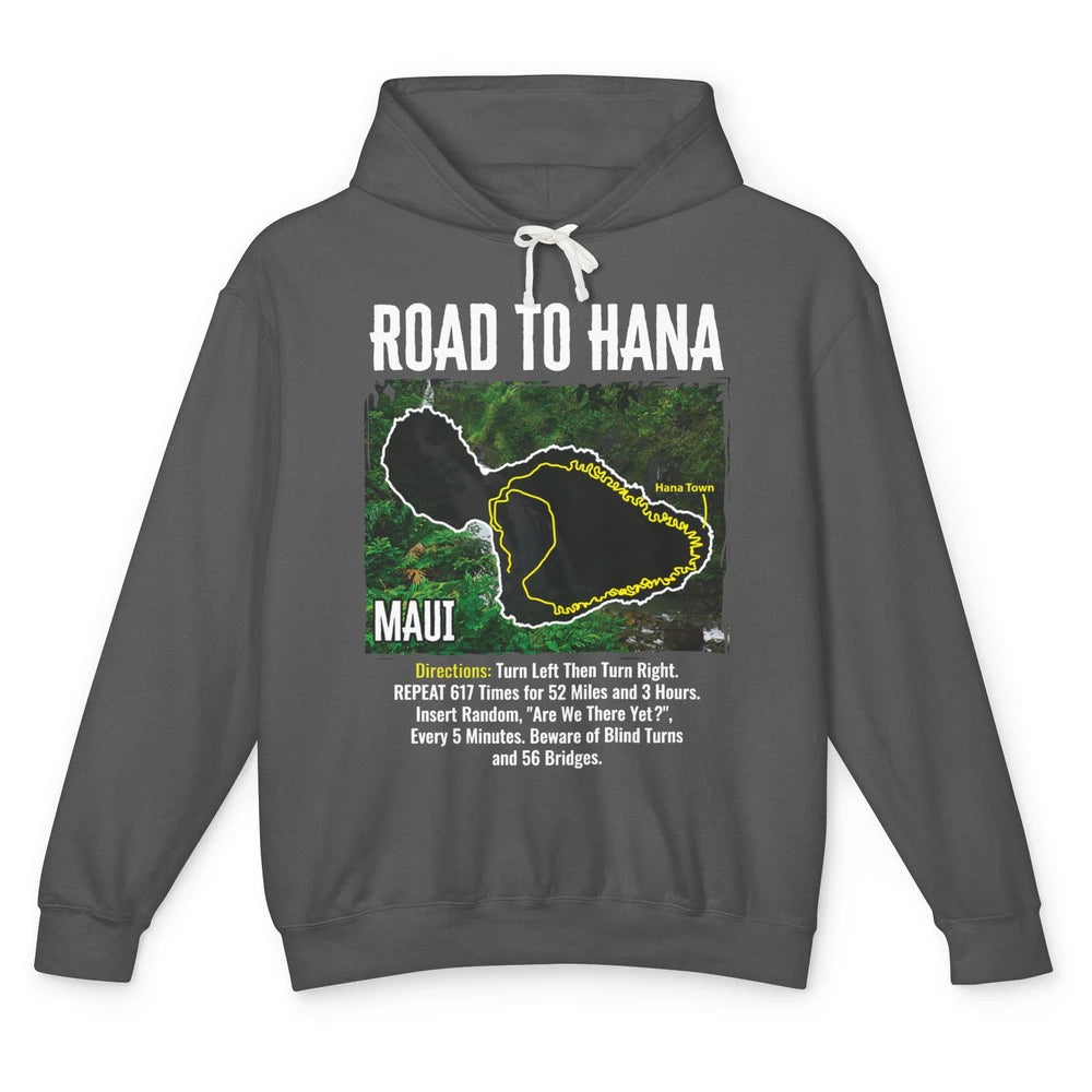 Road To Hana Map Maui Island Surfing Hawaiian Beach Summer Unisex Lightweight Hoodie