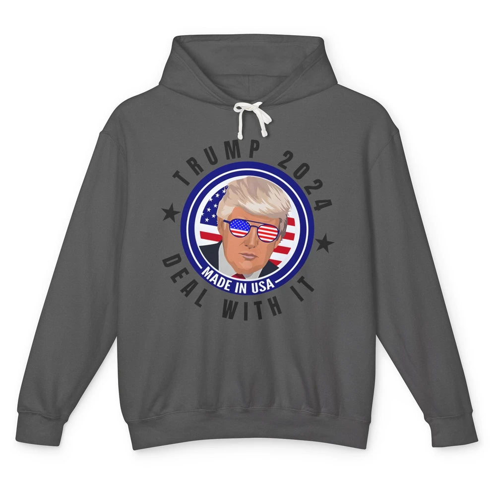 Vote Trump 2024 Deal With It Funny Republican Pro America Unisex Lightweight Hoodie