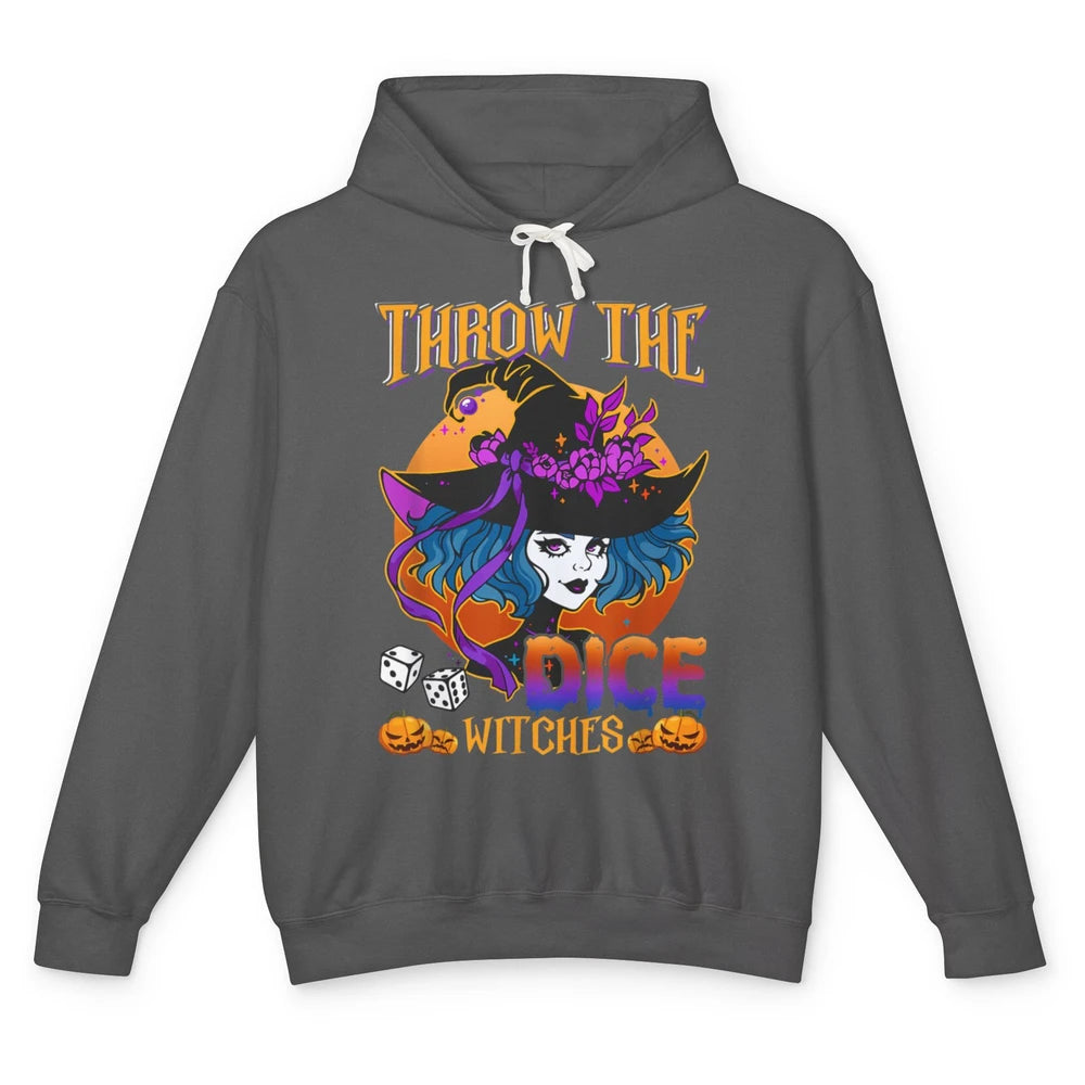 Retro Throw The Dice Witches Bunco Halloween Pumpkin Gothic Unisex Lightweight Hoodie