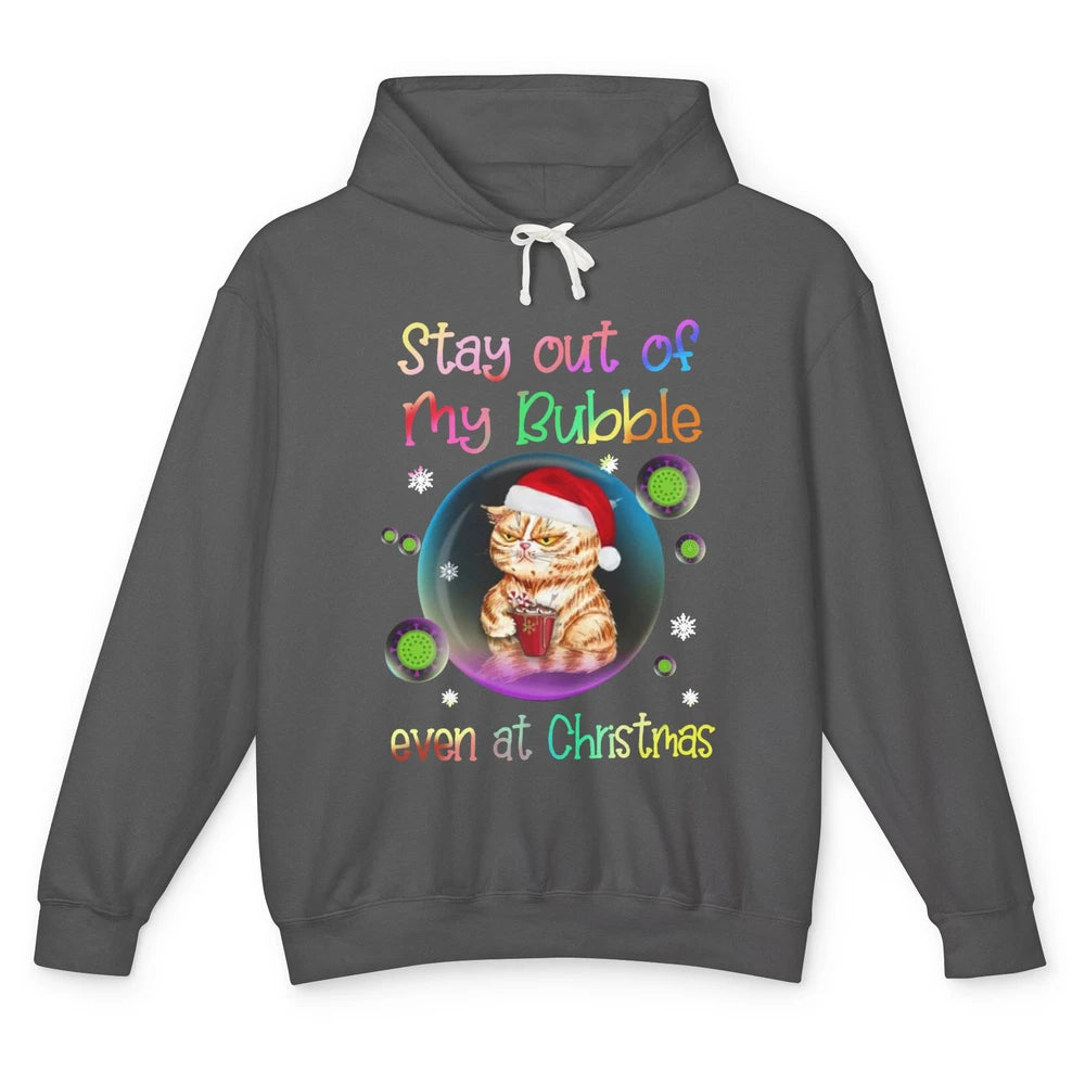 Funny Santa Cat Stay Out Of My Bubble Even At Christmas Unisex Lightweight Hoodie