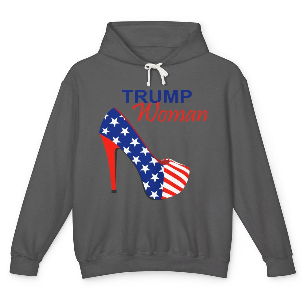 Trump Woman American Flag High Heel Republican Trump Support Unisex Lightweight Hoodie