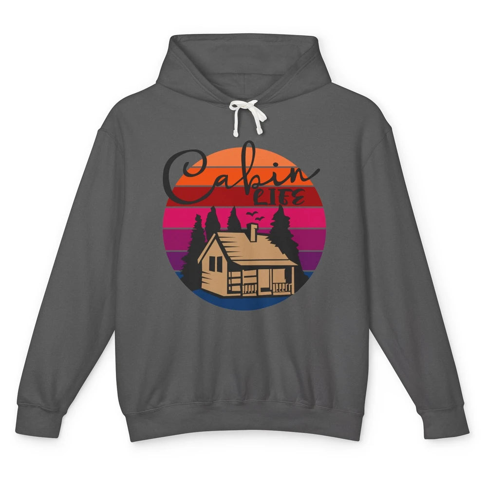 Cabin Life Vintage Cabin Camping Northern Lakes Outdoor Life Unisex Lightweight Hoodie