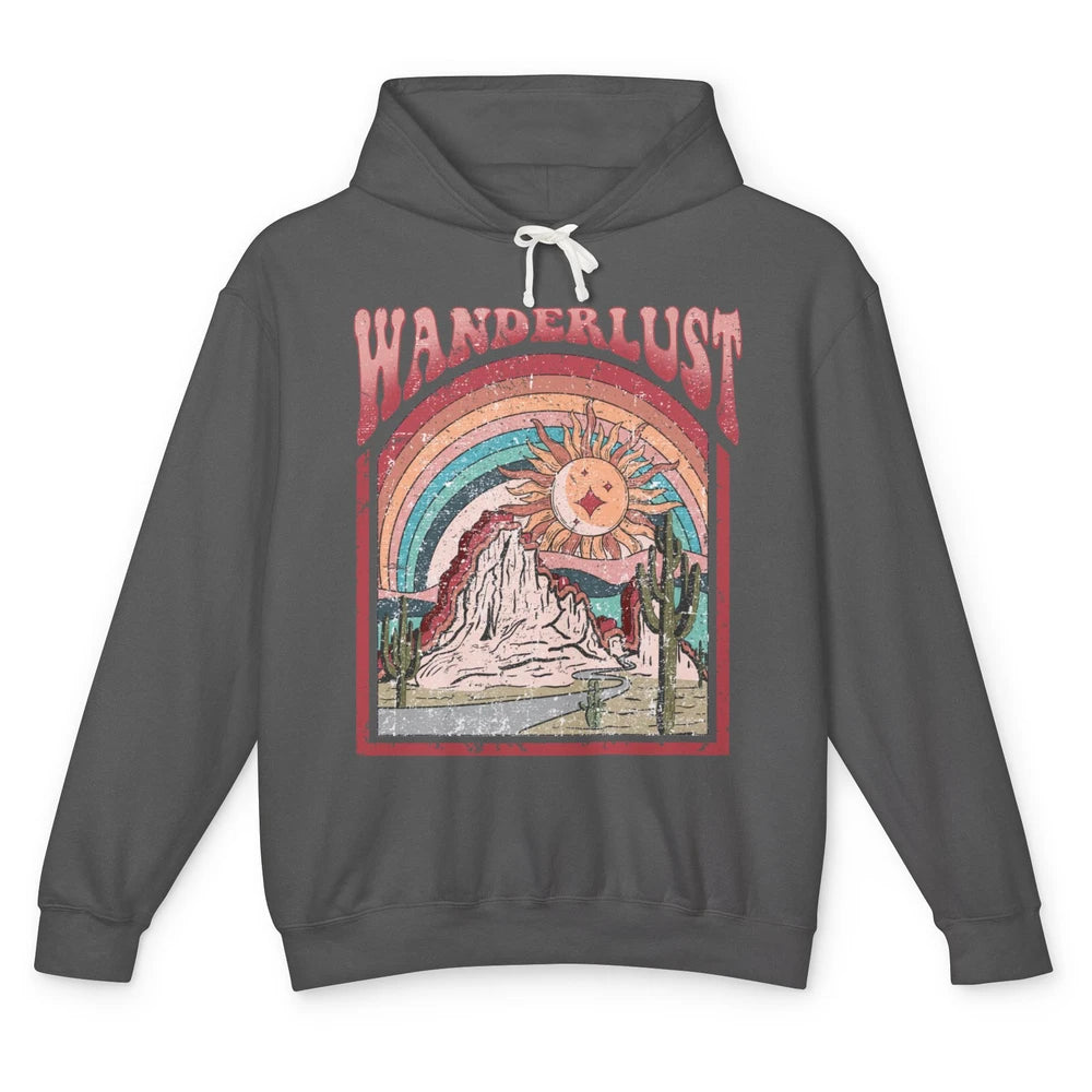 Retro Wanderlust Desert Cactus Wander Boho Adventure Western Unisex Lightweight Hoodie