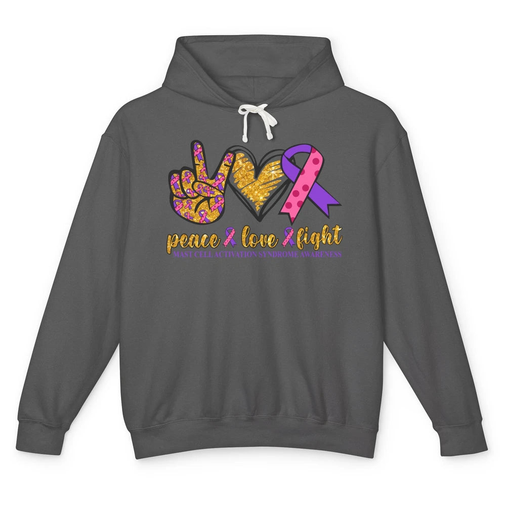 Mast Cell Activation Syndrome Awareness Peace Love Fight Unisex Lightweight Hoodie