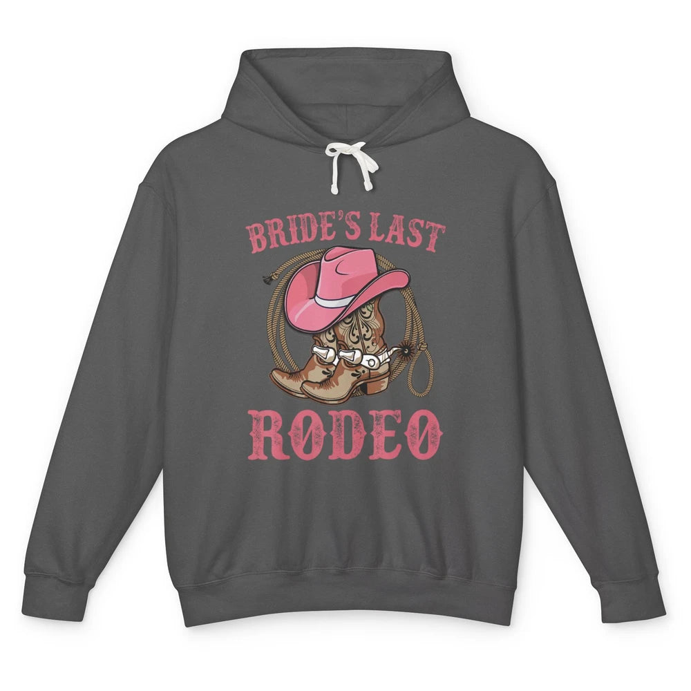 Bride's Last Rodeo Cowgirl Hat Bachelorette Party Wedding Unisex Lightweight Hoodie