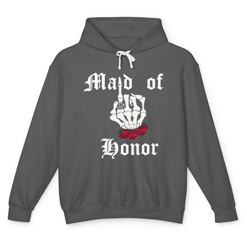 Maid Of Honor Bridesmaid Skeleton Bachelorette Skull Roses Unisex Lightweight Hoodie