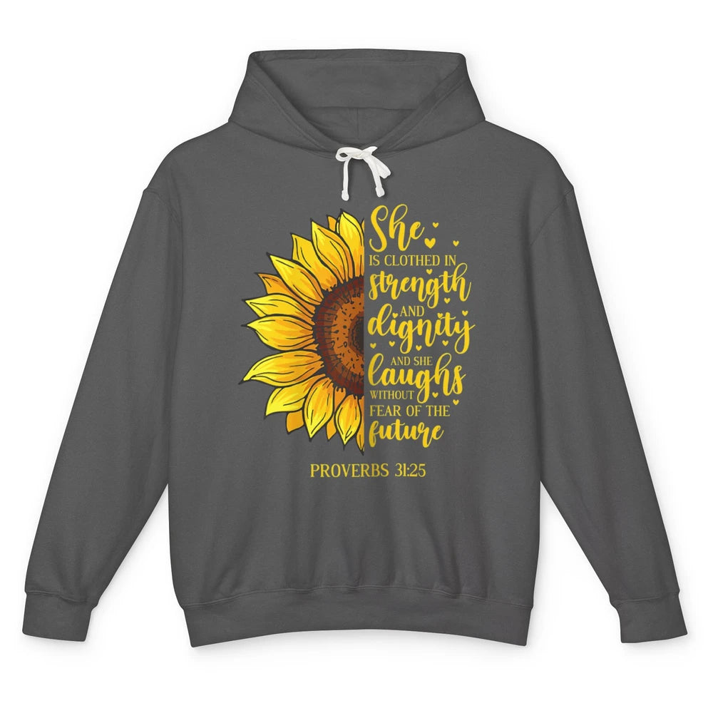 Sunflower Jesus Faith Christian God Bible Verse Religious Unisex Lightweight Hoodie