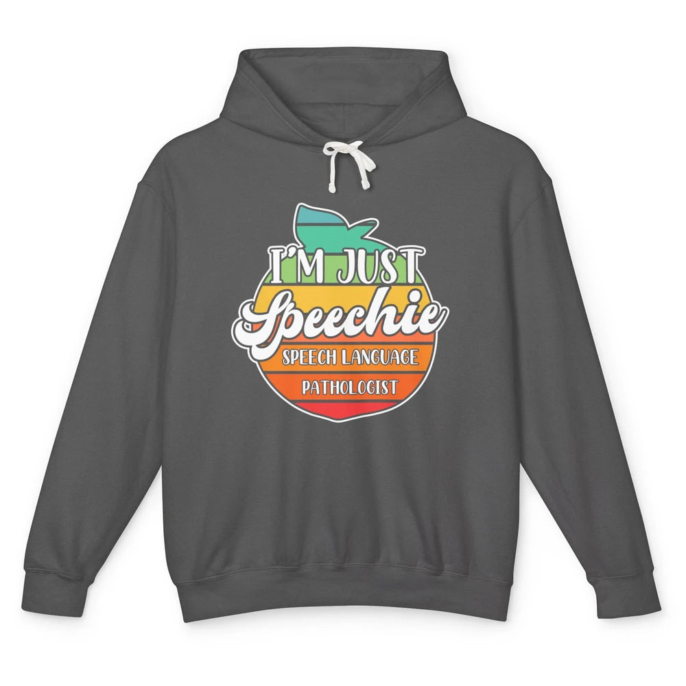 Just Speechie Peach Speech Language Pathologist Sped Retro Unisex Lightweight Hoodie