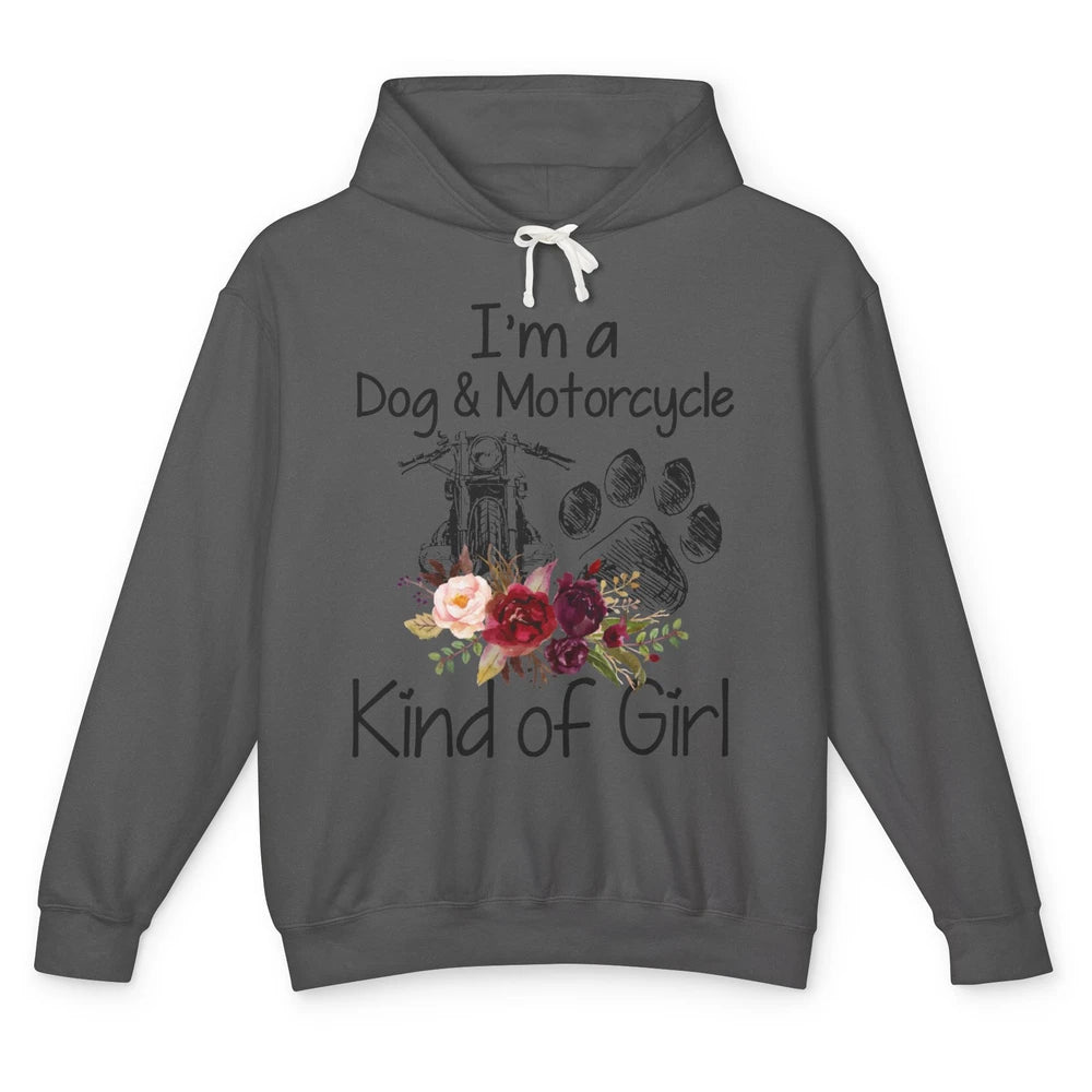 Retro Floral Motorbike I'm Dog Motorcycle Kinda Girl Dog Mom Unisex Lightweight Hoodie