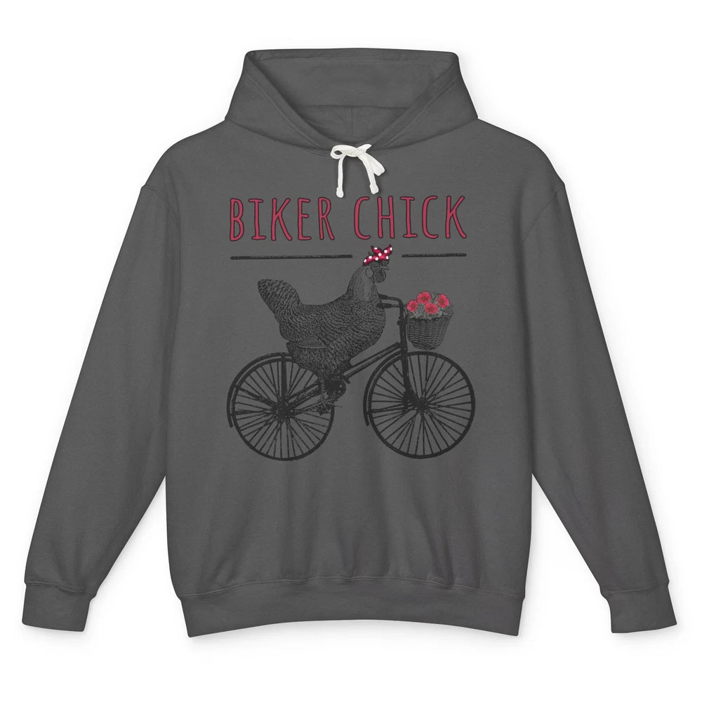 Biker Chick Funny Chicken Cycling Bicycle Women Biking Unisex Lightweight Hoodie