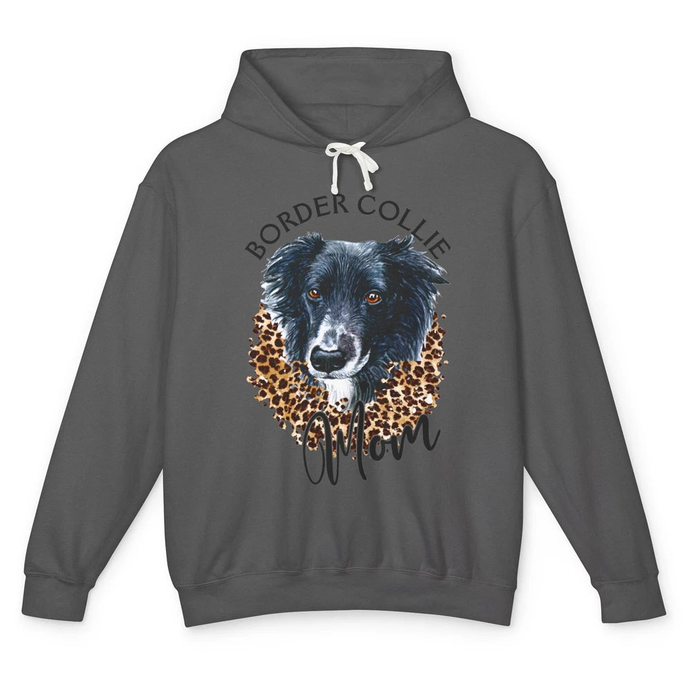 Border Collie Mom Dog Lover Gift Border Collie Leopard Print Unisex Lightweight Hoodie