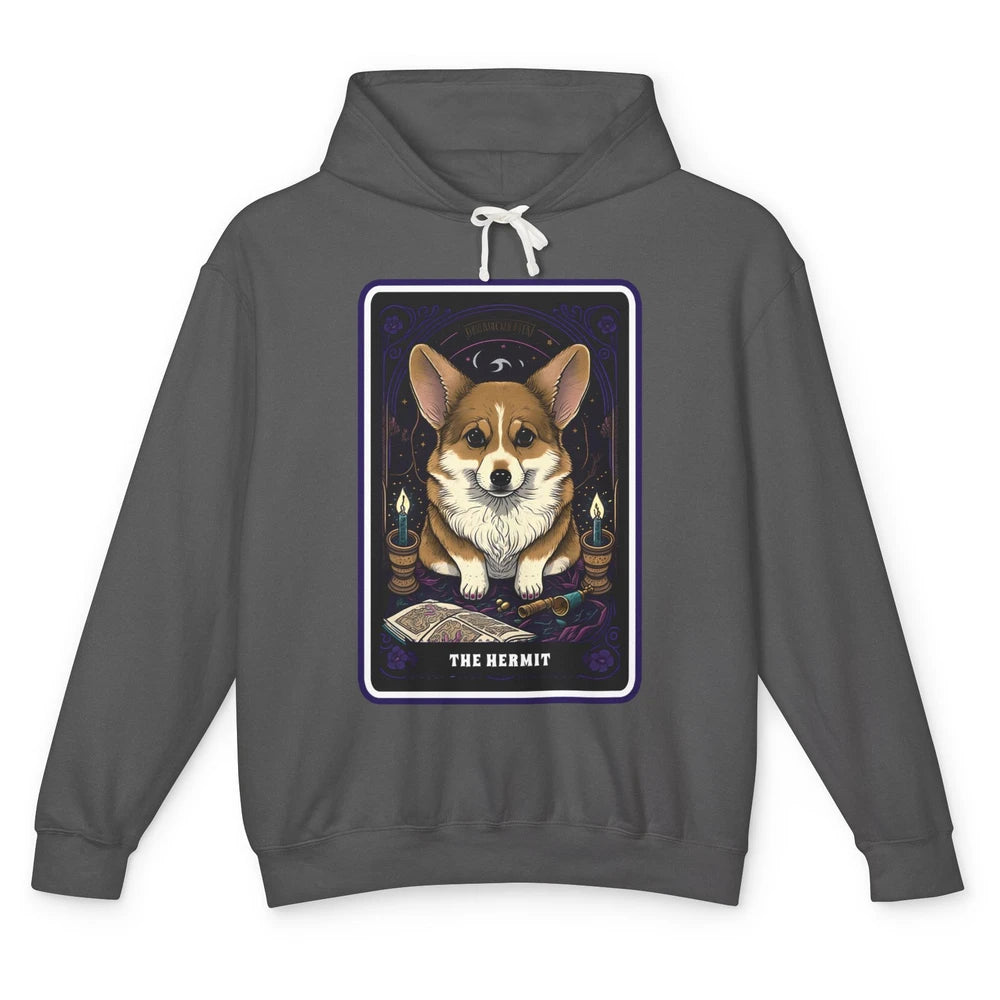 Corgi Witch The Hermit Tarot Card Halloween Corgi Dog Mom Unisex Lightweight Hoodie