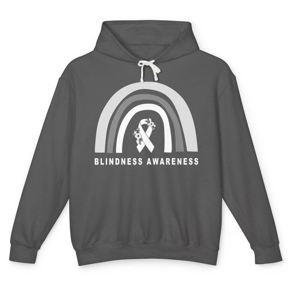 Blindness Awareness Floral White Gray Ribbon Blind Support Unisex Lightweight Hoodie