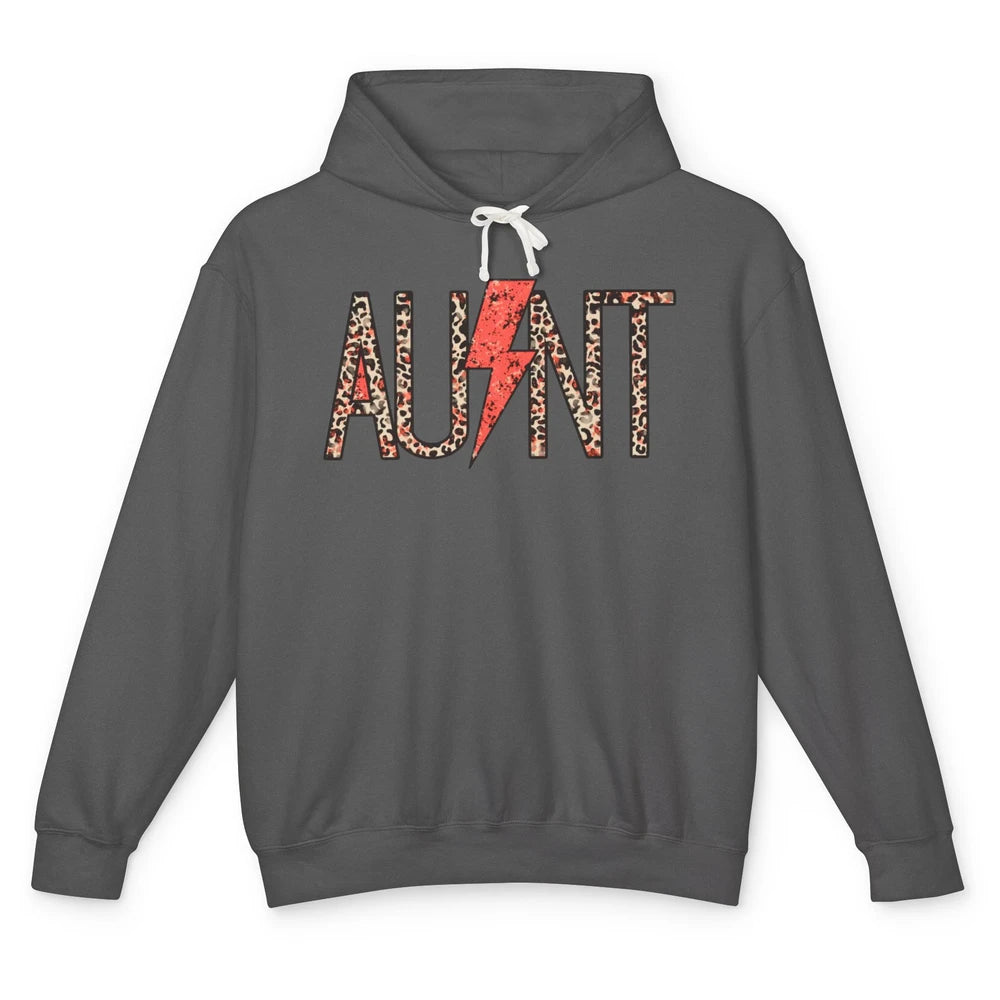 Retro Leopard Aunt Lightning Bolt Western Country Auntie Unisex Lightweight Hoodie