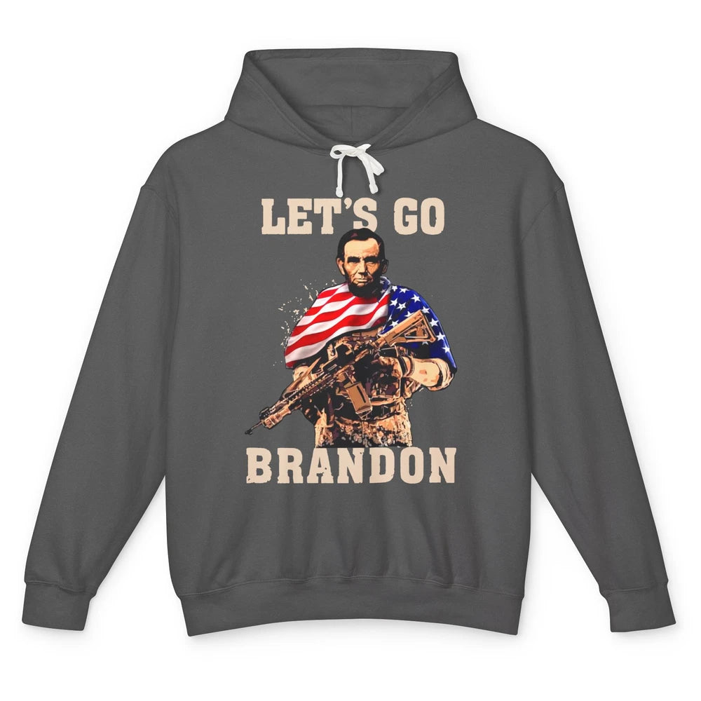 Abraham Lincoln US Flag Lets Go Brandon Conservative Liberal Unisex Lightweight Hoodie