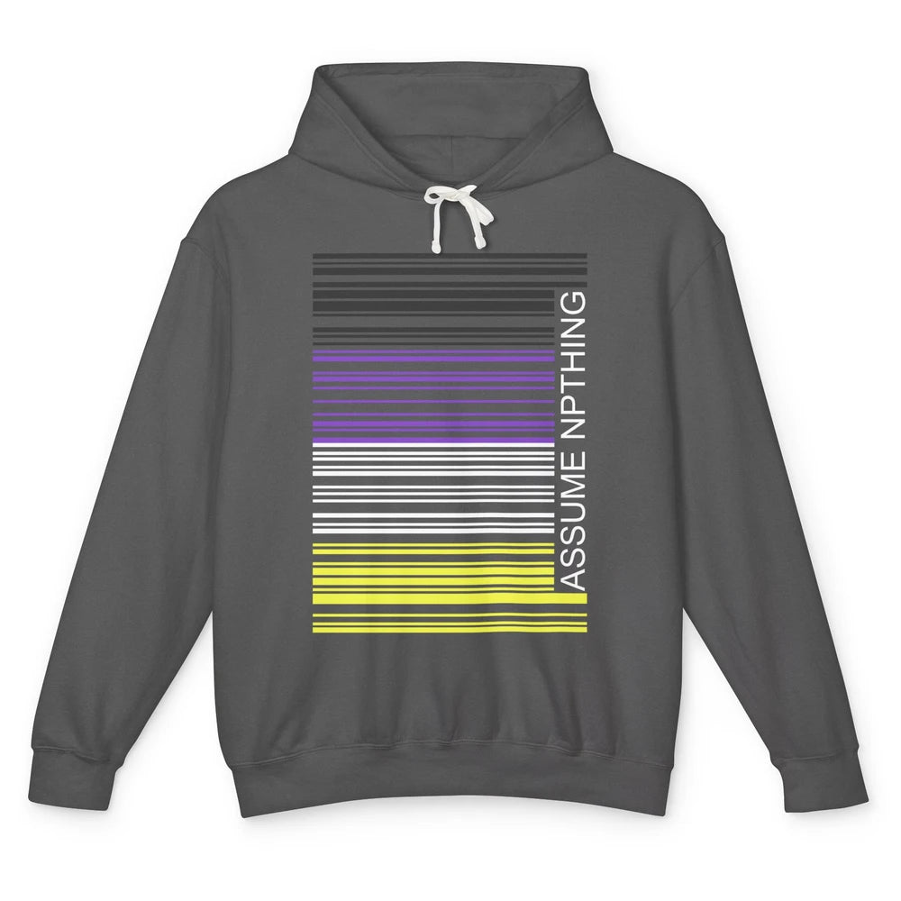 Assume Nothing Barcode Non Binary Genderqueer Pride Month Unisex Lightweight Hoodie