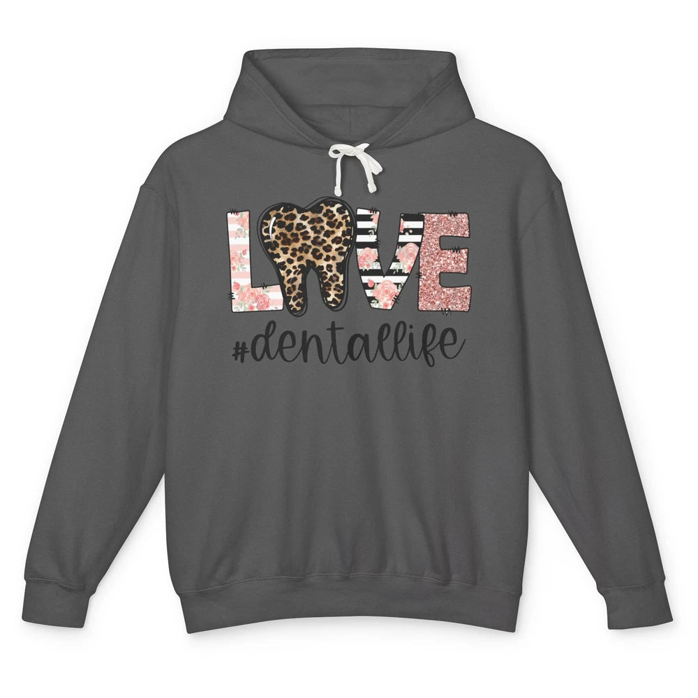 Leopard Teeth Love Dental Life Dental Hygienist Dentistry Unisex Lightweight Hoodie