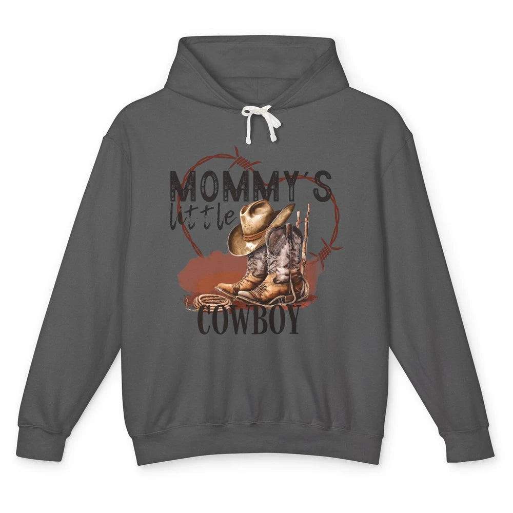 Mommy's Little Cowboy Western Mama Boots Rancher Mother Unisex Lightweight Hoodie