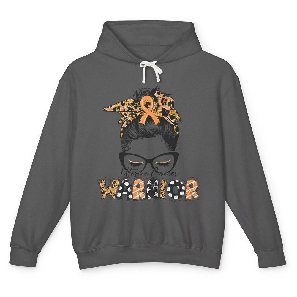 Messy Hair Leopard Woman Warrior Uterine Cancer Awareness Unisex Lightweight Hoodie