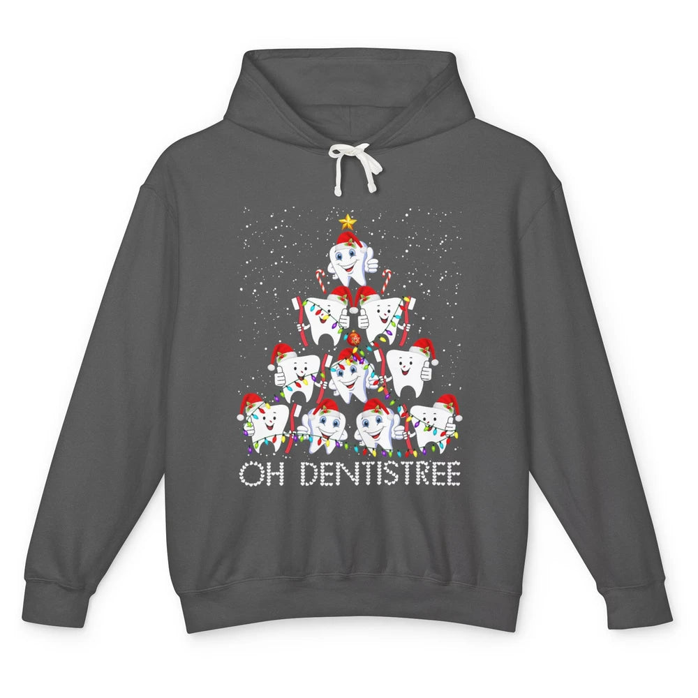 Merry Christmas Dentistree Xmas Tree Lights Dentist Teeth Unisex Lightweight Hoodie