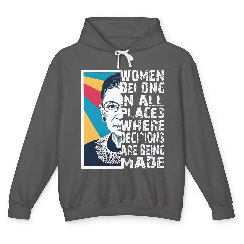 Women Rights Ruth Bader Ginsburg Feminism Support Girl Power Unisex Lightweight Hoodie