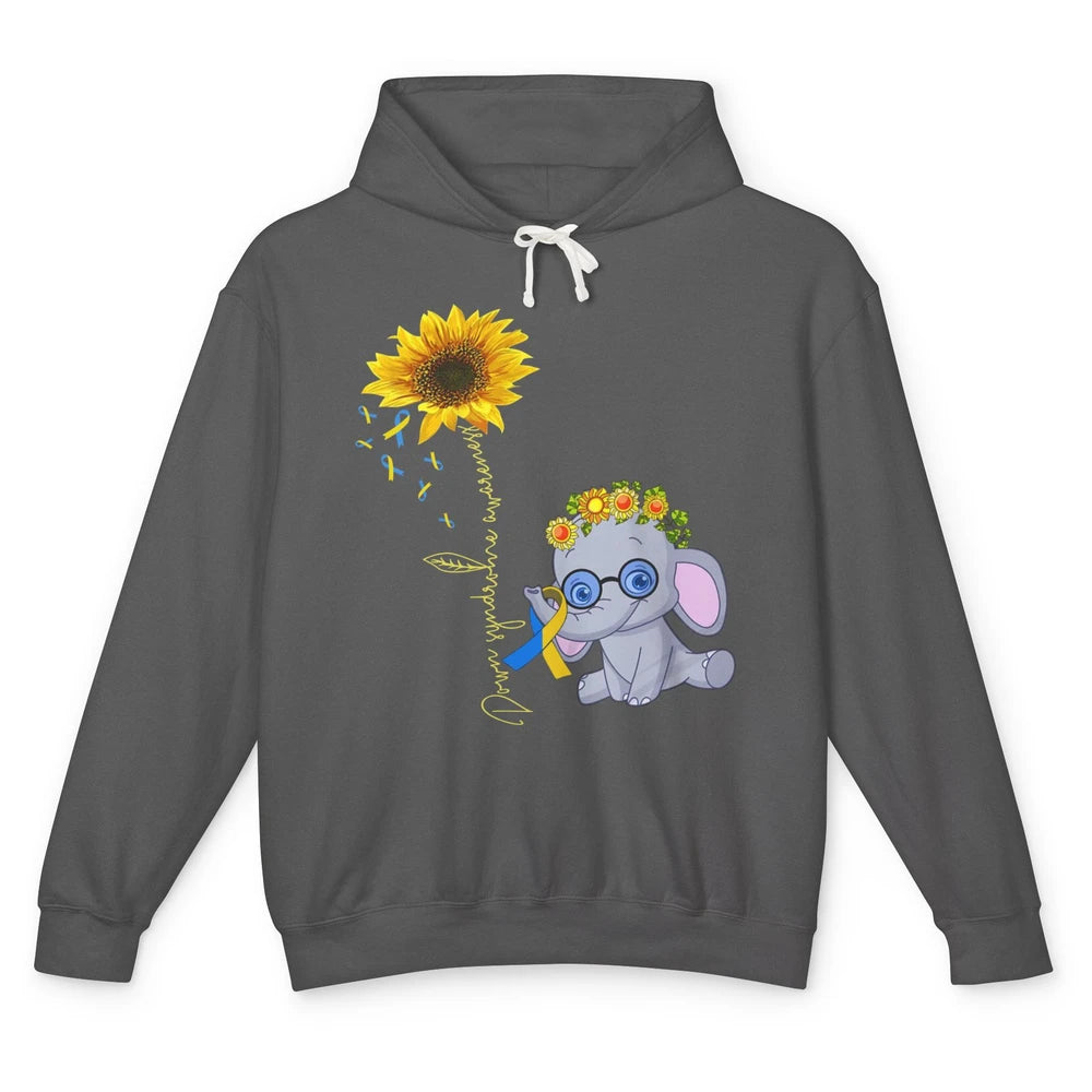 Sunflower Baby Elephant Down Syndrome Awareness Ribbon Unisex Lightweight Hoodie