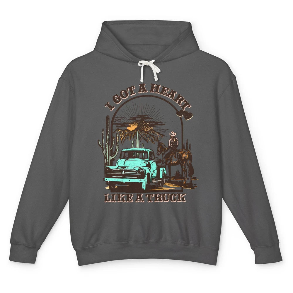 Retro Cowgirl Riding Horse I Got A Heart Western Country Unisex Lightweight Hoodie