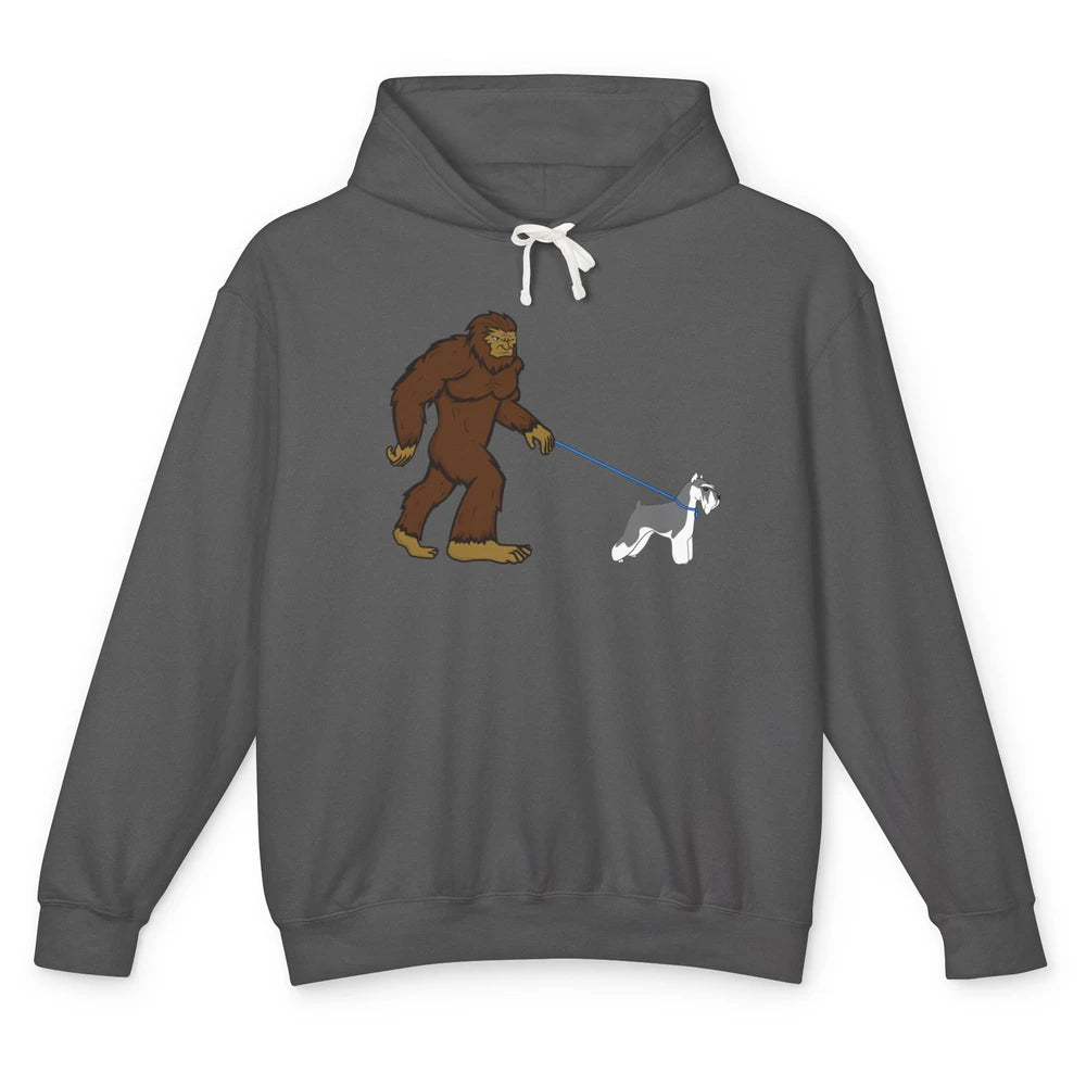 Funny Bigfoot Sasquatch Walking Schnauzer Dog Mom Gift Unisex Lightweight Hoodie