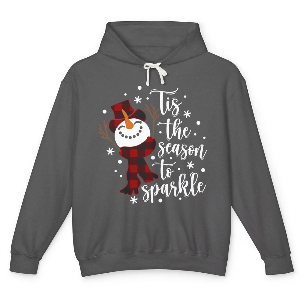 Funny Snowman Tis The Season To Sparkle Merry Christmas Unisex Lightweight Hoodie